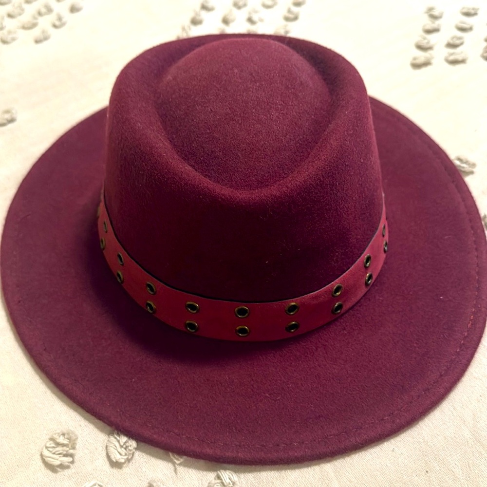 Christian Siriano Burgundy Wool Hat